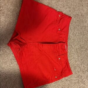 High Waist Red Women's Shorts
